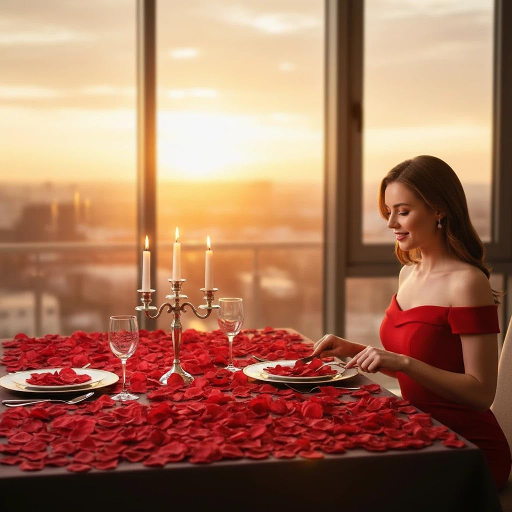 3000PCS Red Rose Petals for Romantic Night for Her Set, Artificial Roses Flower Petals for Romantic Night, Valentines Day Decor and Wedding, Event, Party, Decorations, Decoration Wedding Party