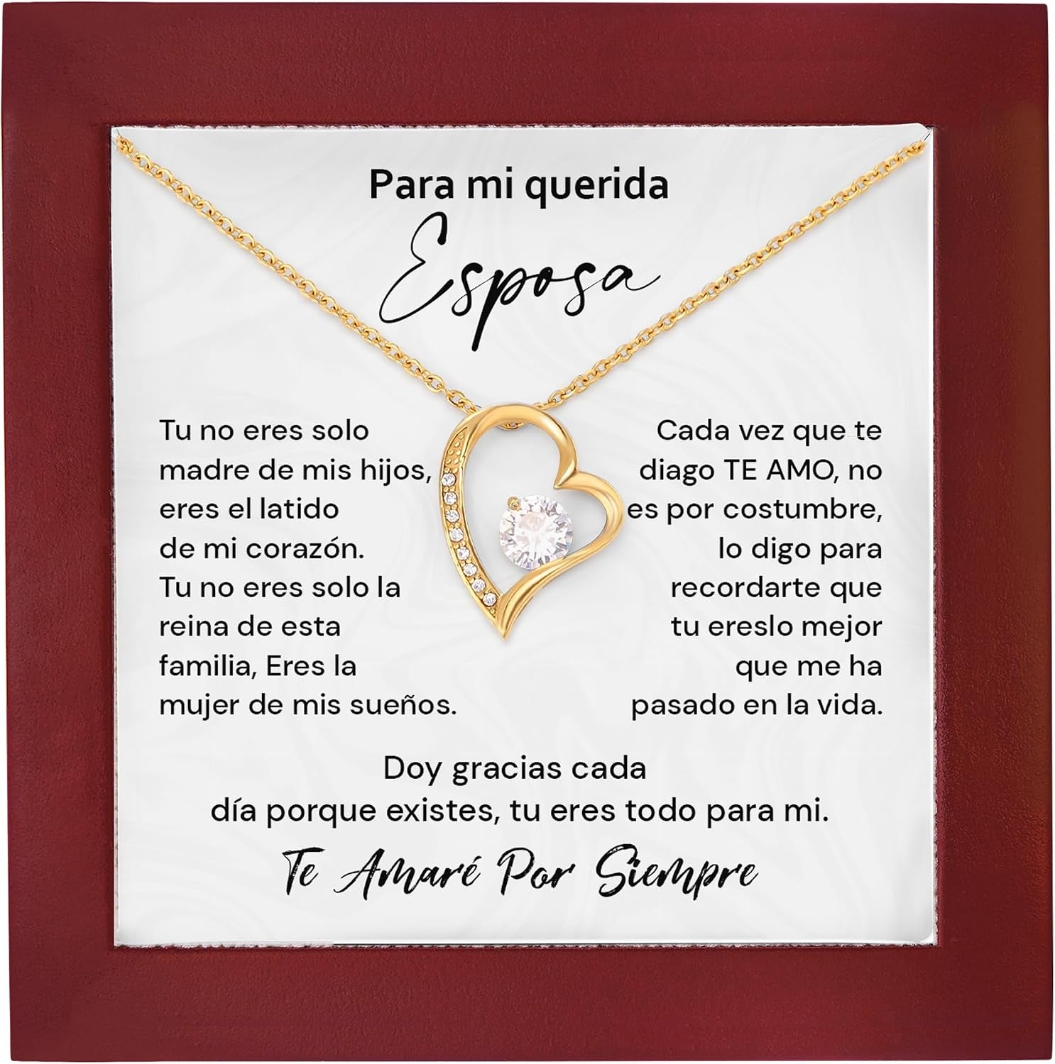 Collar Para Mi Querida Esposa Con Mensaje De Amor – Joyería Elegante Con Caja De Regalo – Regalo Romántico De Aniversario O Cumpleaños