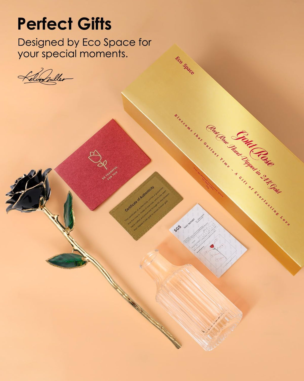 24K Gold Dipped Real Rose, One of a Kind Gift for Her, Black