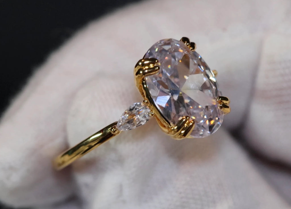 Womens Gold Ring | Womens Gold Oval Diamond Ring | Gold Oval Diamond Ring | Gold Ring with Diamonds | Gold Oval Engagement Ring