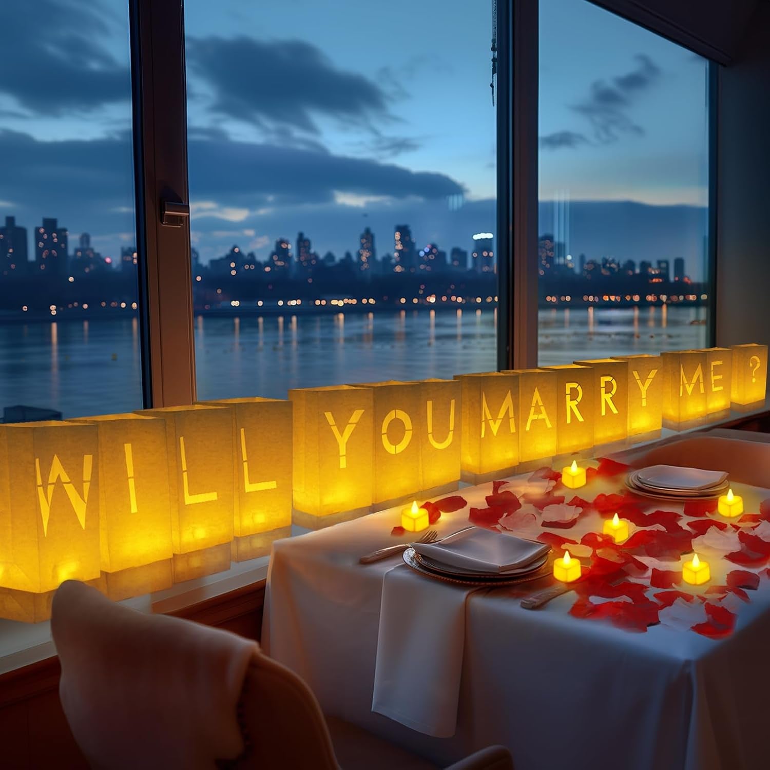 Will You Marry Me Light up Letters Luminary Bag with 24 Tea Lights