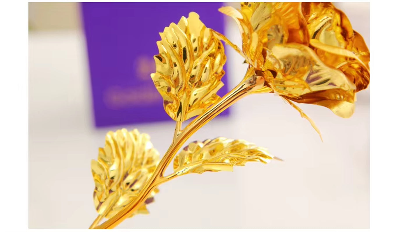 Best Gift for Girlfriend Golden Rose Wedding Decoration Golden Flower Valentine'S Day Gift Gold Rose Gold Flower with Box