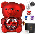 Romantic Rose Bear Teddy with Preserved Rose for Mother'S Day, Bear Gifts for Wife, Rose Bear Gift Box Set Valentine'S Day Decor Gift for Her Women, Valentine'S Day Weddings, Red