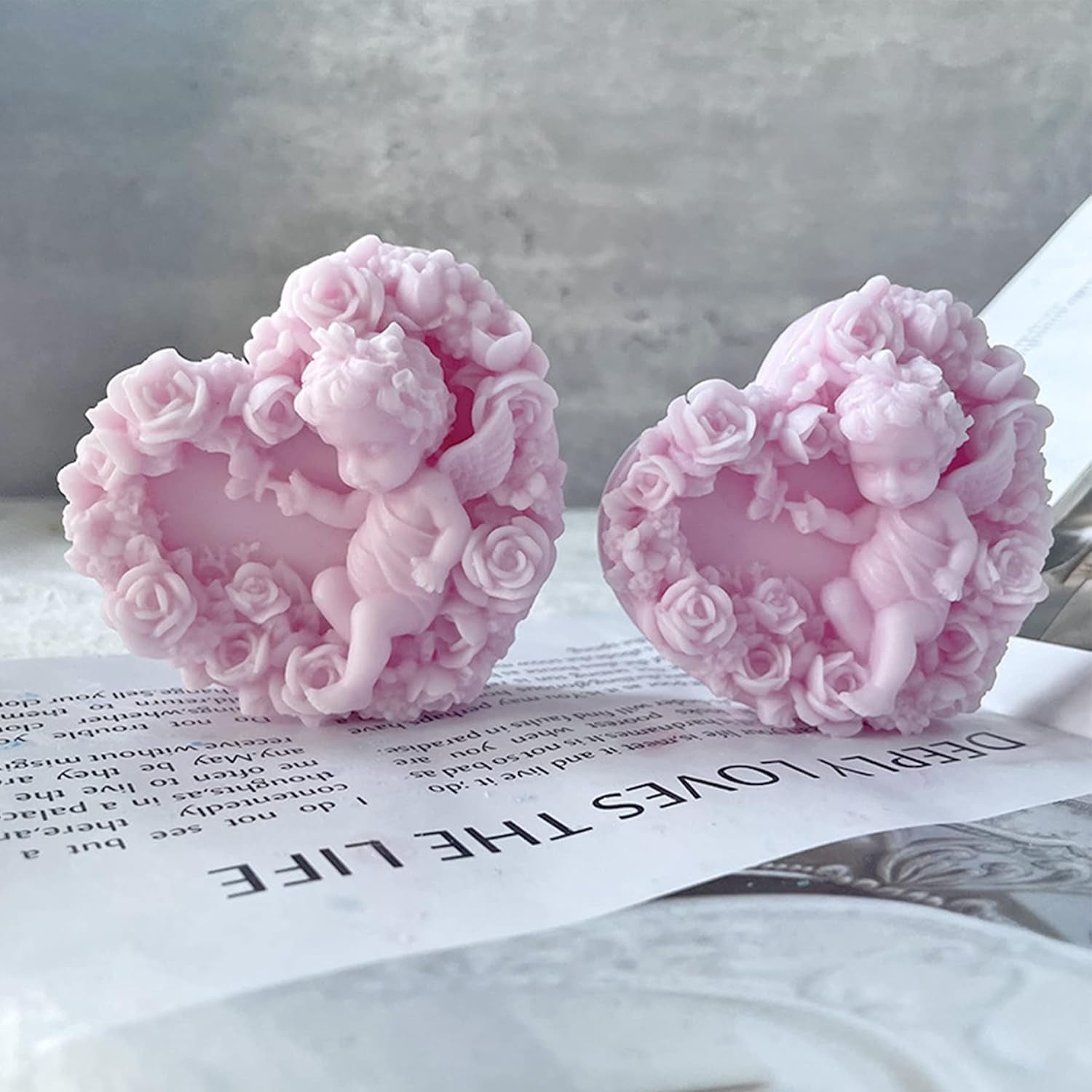 Angel Heart Candle Silicone Mould Valentine'S Day Resin Casting Mold for DIY Candle Making Homemade Soap Polymer Clay Craft Plaster