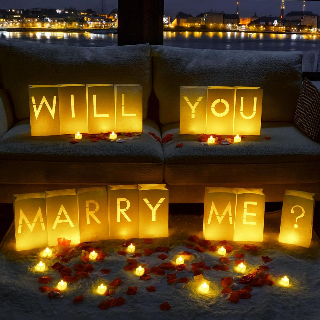 Will You Marry Me Light up Letters Luminary Bag with 24 Tea Lights