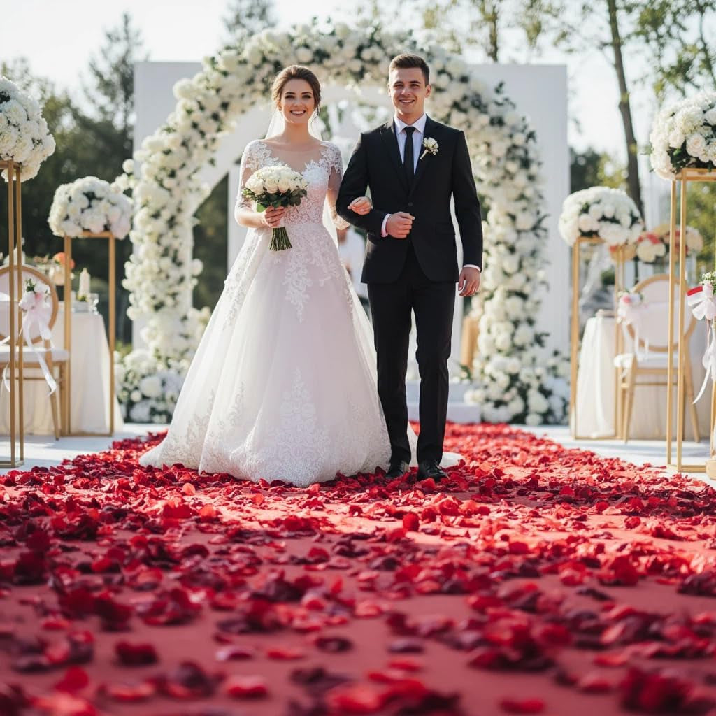 3000PCS Red Rose Petals for Romantic Night for Her Set, Artificial Roses Flower Petals for Romantic Night, Valentines Day Decor and Wedding, Event, Party, Decorations, Decoration Wedding Party