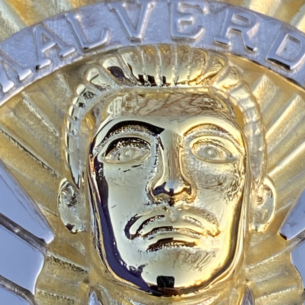 14K Gold Plated 925 Sterling Silver Jesus Malverde Pendant CZ Medalla Big 2.75"