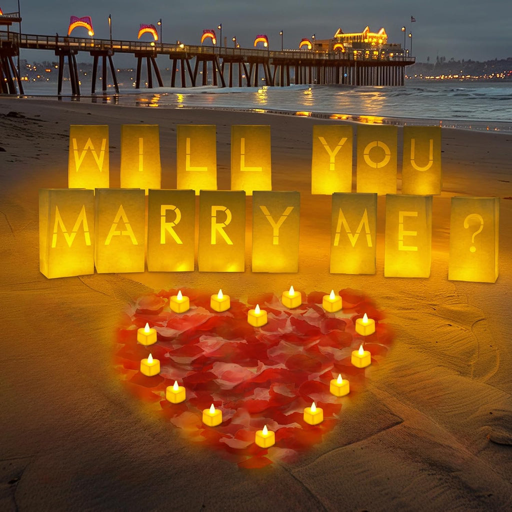 Will You Marry Me Light up Letters Luminary Bag with 24 Tea Lights