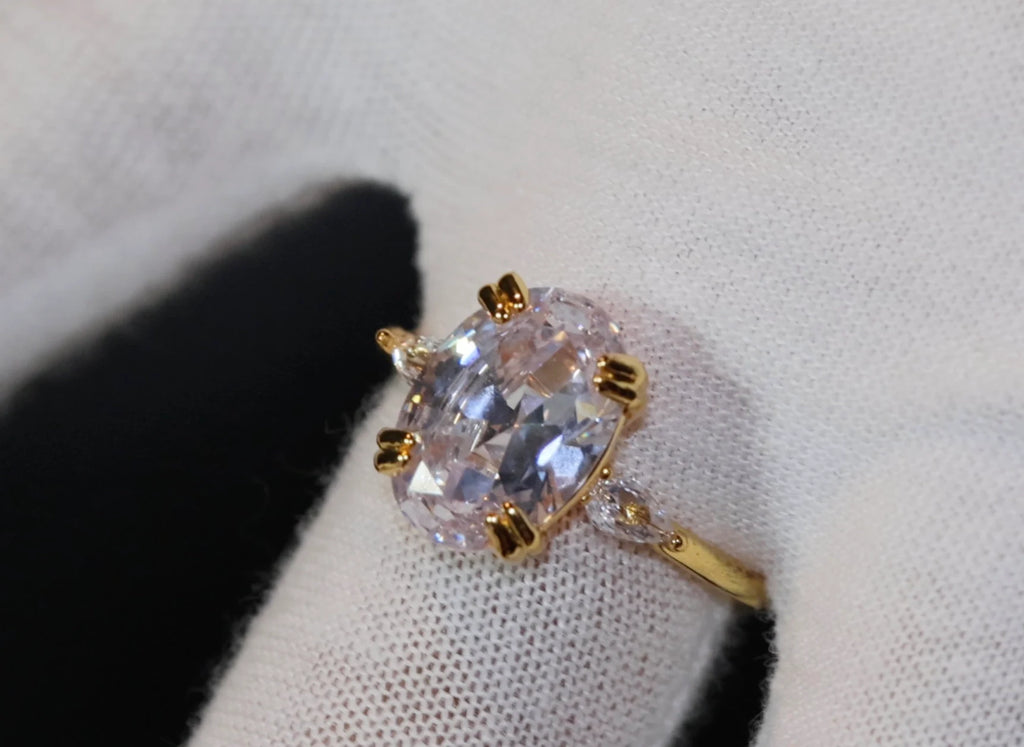 Womens Gold Ring | Womens Gold Oval Diamond Ring | Gold Oval Diamond Ring | Gold Ring with Diamonds | Gold Oval Engagement Ring
