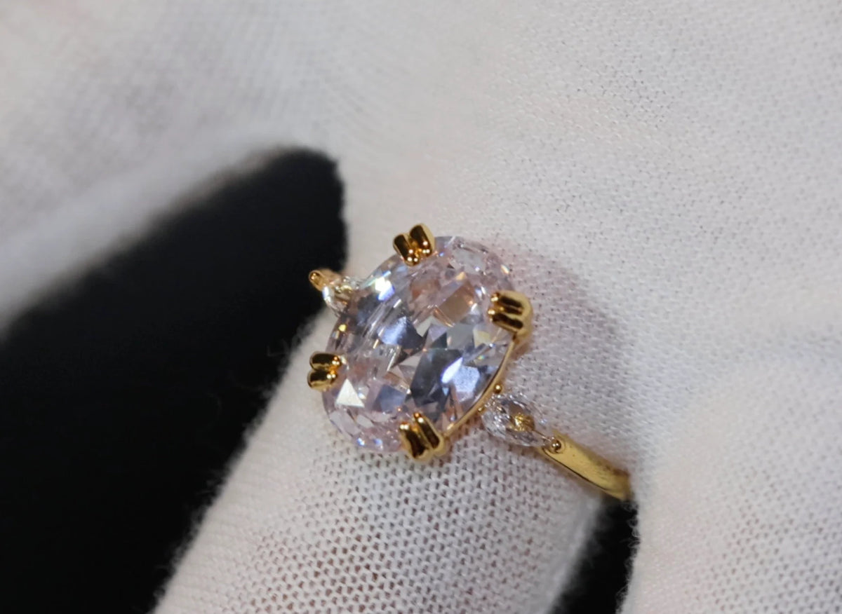 Womens Gold Ring | Womens Gold Oval Diamond Ring | Gold Oval Diamond Ring | Gold Ring with Diamonds | Gold Oval Engagement Ring