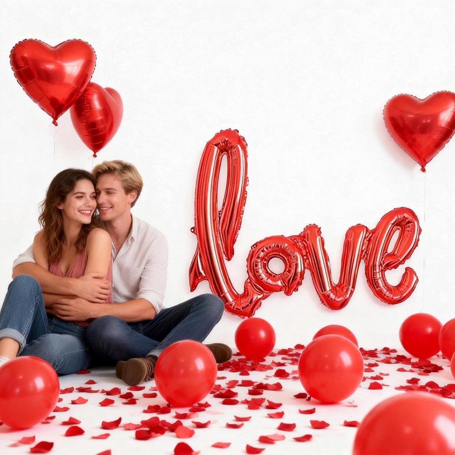 Happy Anniversary Decorations Romantic, Happy Anniversary Sign Banner, Valentines Decorations Party Home Bed Room, Romantic Decorations Special Night, Red Heart Balloons, Happy Anniversary Balloons