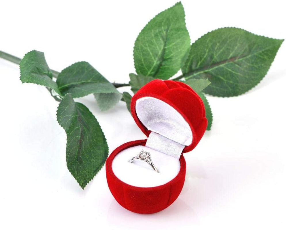 Red Rose Ring Box, Red Rose Shape Propose Earring Jewelry Box Romantic Proposal Ring Case for Girlfriends Lover Engagement Wedding Valentine'S Day