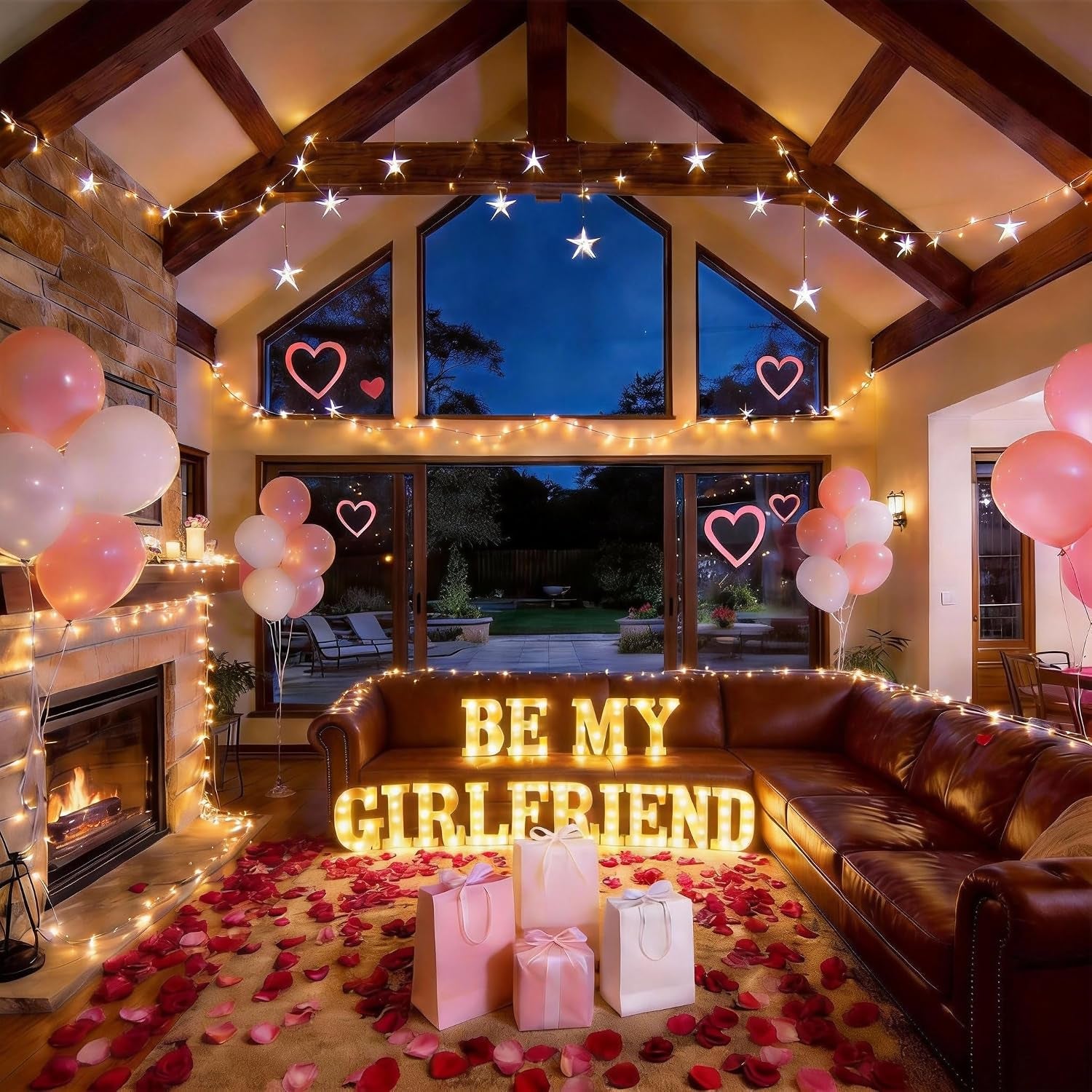 Be My Girlfriend Light up Letters with 1000 Rose Petals