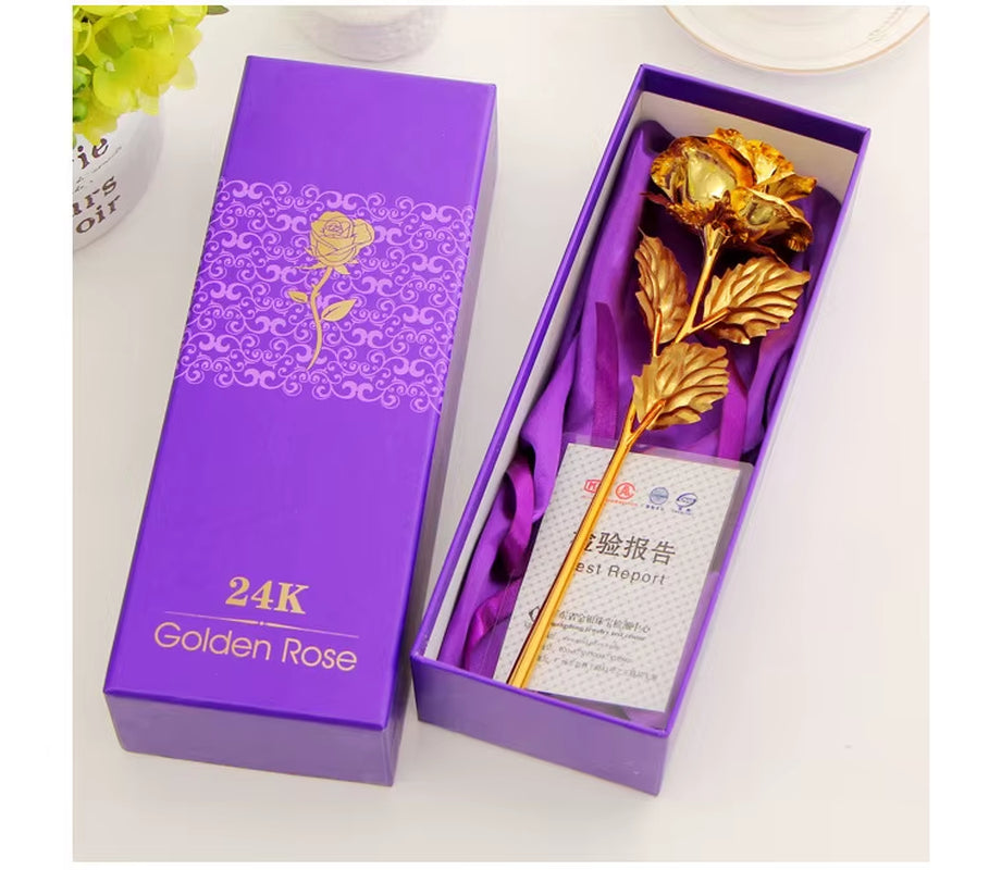Best Gift for Girlfriend Golden Rose Wedding Decoration Golden Flower Valentine'S Day Gift Gold Rose Gold Flower with Box
