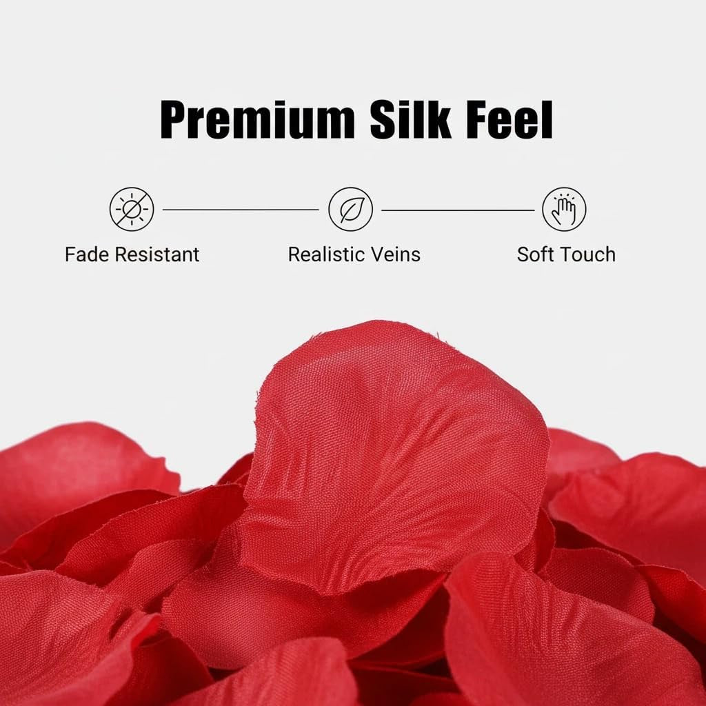 3000PCS Red Rose Petals for Romantic Night for Her Set, Artificial Roses Flower Petals for Romantic Night, Valentines Day Decor and Wedding, Event, Party, Decorations, Decoration Wedding Party