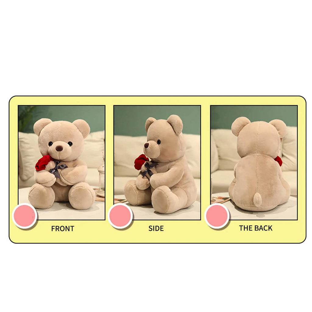 9.1" Valentines Day Stuffed Animals Teddy Bear with Rose, Large Rose Bear Valentines Day Gift Plush Toy Cartoon Cuddly Doll Birthday Party Holiday Wedding Decor Gift Stuffed Animals