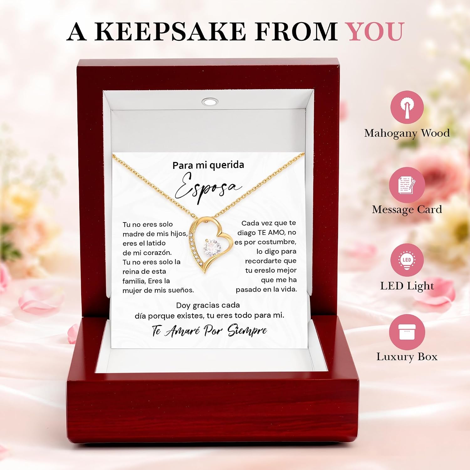 Collar Para Mi Querida Esposa Con Mensaje De Amor – Joyería Elegante Con Caja De Regalo – Regalo Romántico De Aniversario O Cumpleaños