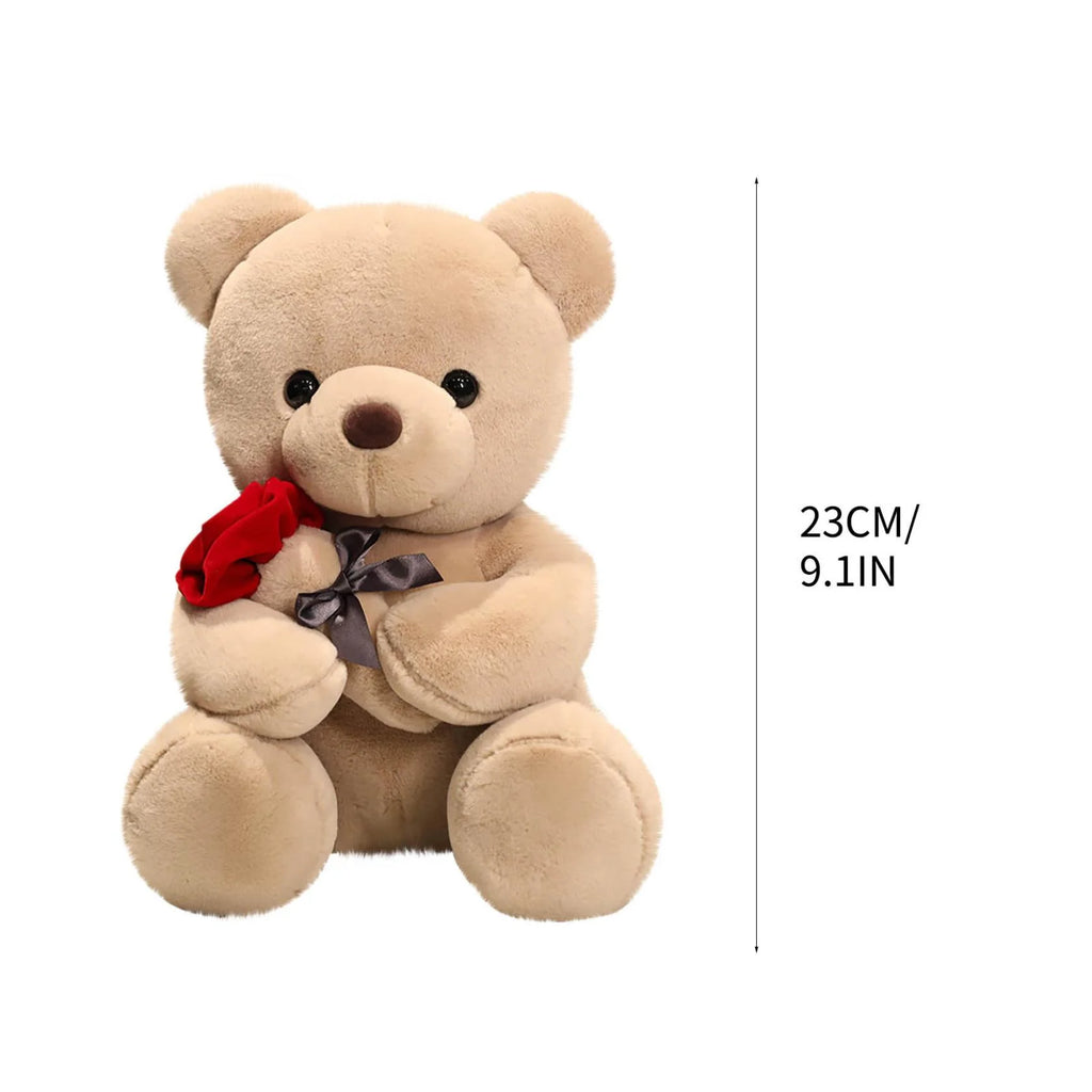 9.1" Valentines Day Stuffed Animals Teddy Bear with Rose, Large Rose Bear Valentines Day Gift Plush Toy Cartoon Cuddly Doll Birthday Party Holiday Wedding Decor Gift Stuffed Animals