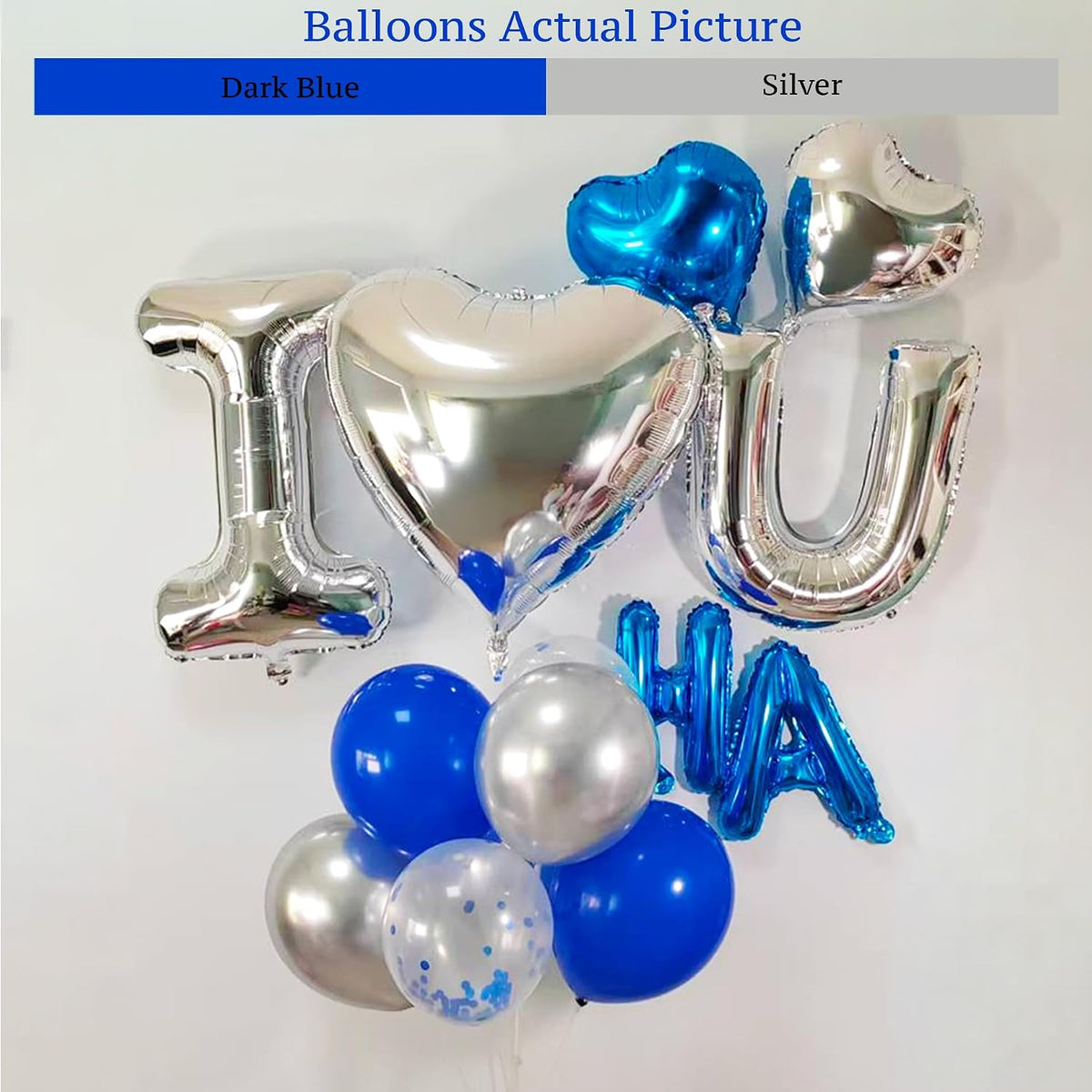 Romantic Birthday Decorations for Him I LOVE YOU & HAPPY BIRTHDAY Foil Balloons & Rose Petals,Blue Silver Special Night Decorations, Husband Anniversary Surprise,Bedroom,Men Boyfriend Hotel Decor