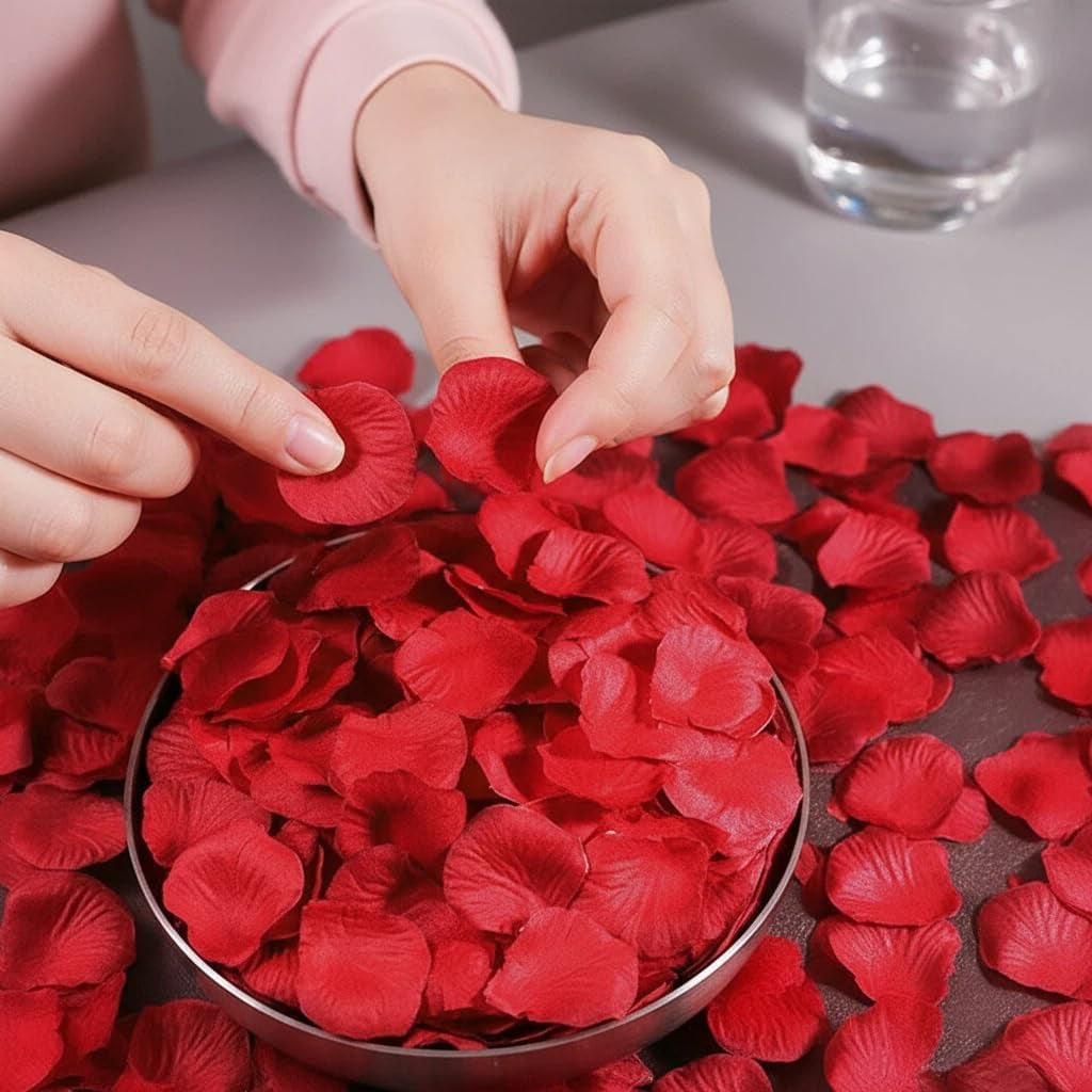3000PCS Red Rose Petals for Romantic Night for Her Set, Artificial Roses Flower Petals for Romantic Night, Valentines Day Decor and Wedding, Event, Party, Decorations, Decoration Wedding Party