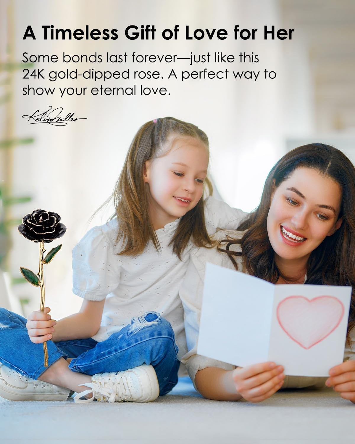 24K Gold Dipped Real Rose, One of a Kind Gift for Her, Black