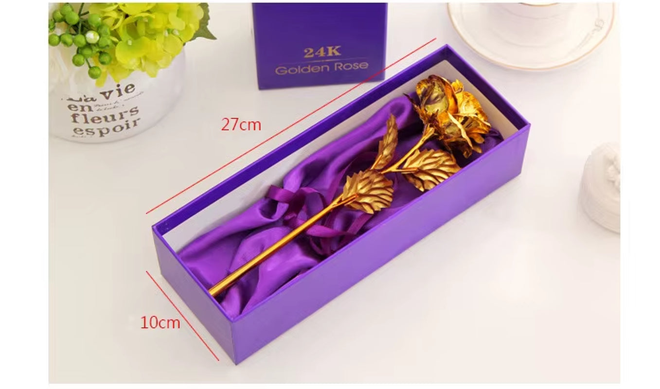 Best Gift for Girlfriend Golden Rose Wedding Decoration Golden Flower Valentine'S Day Gift Gold Rose Gold Flower with Box