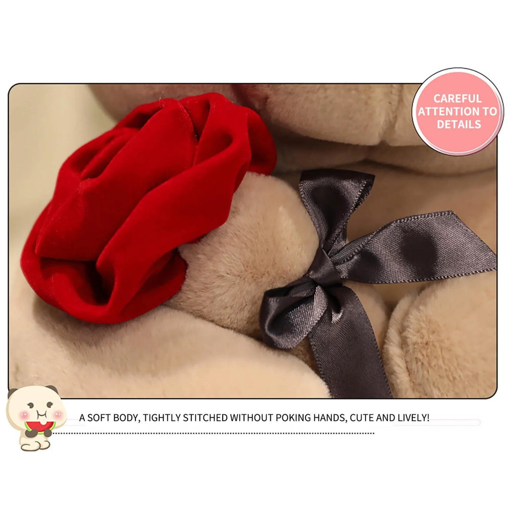 9.1" Valentines Day Stuffed Animals Teddy Bear with Rose, Large Rose Bear Valentines Day Gift Plush Toy Cartoon Cuddly Doll Birthday Party Holiday Wedding Decor Gift Stuffed Animals