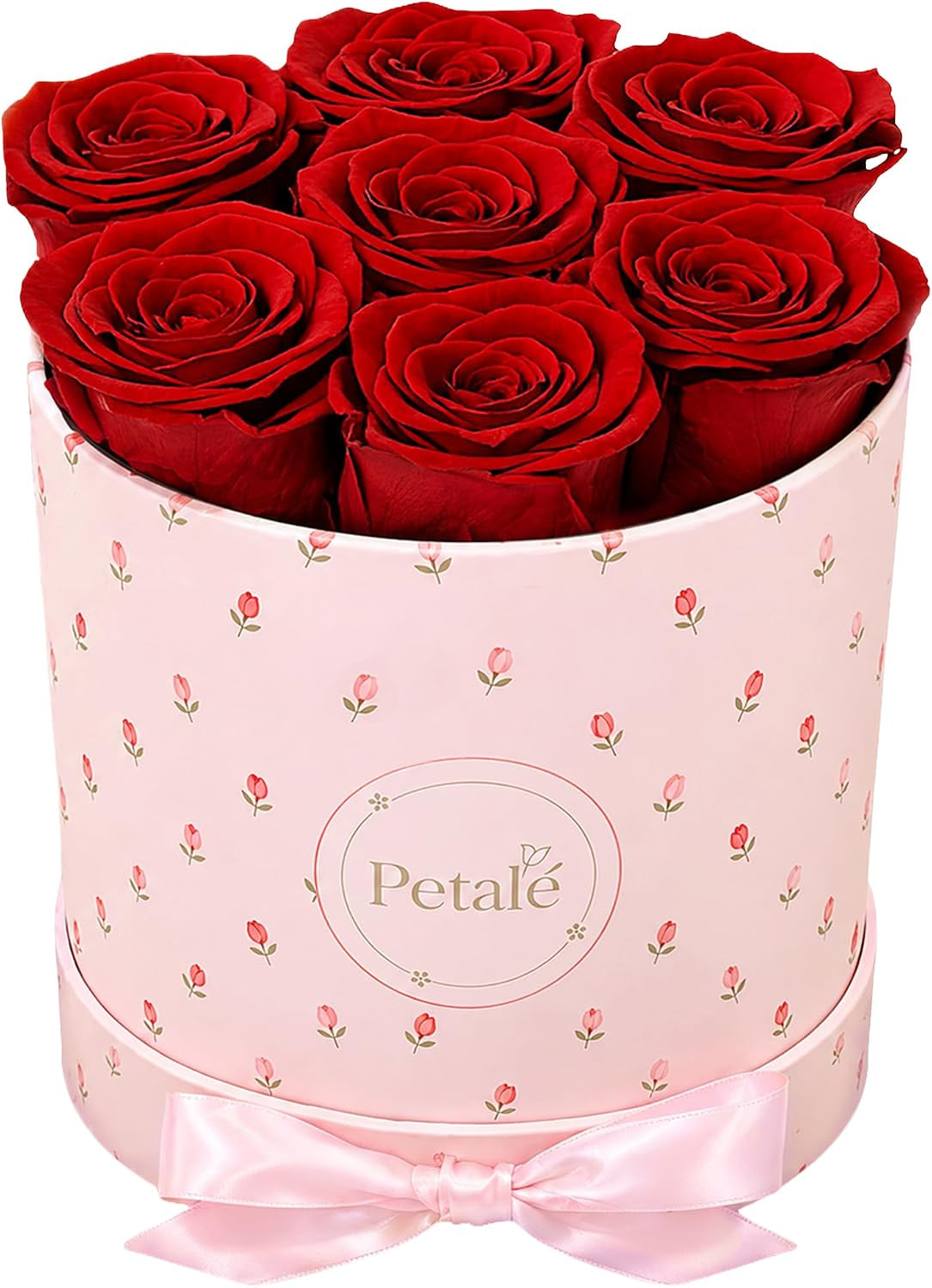 Red Preserved Roses Forever Rose Box, 7 Real Eternal Flowers