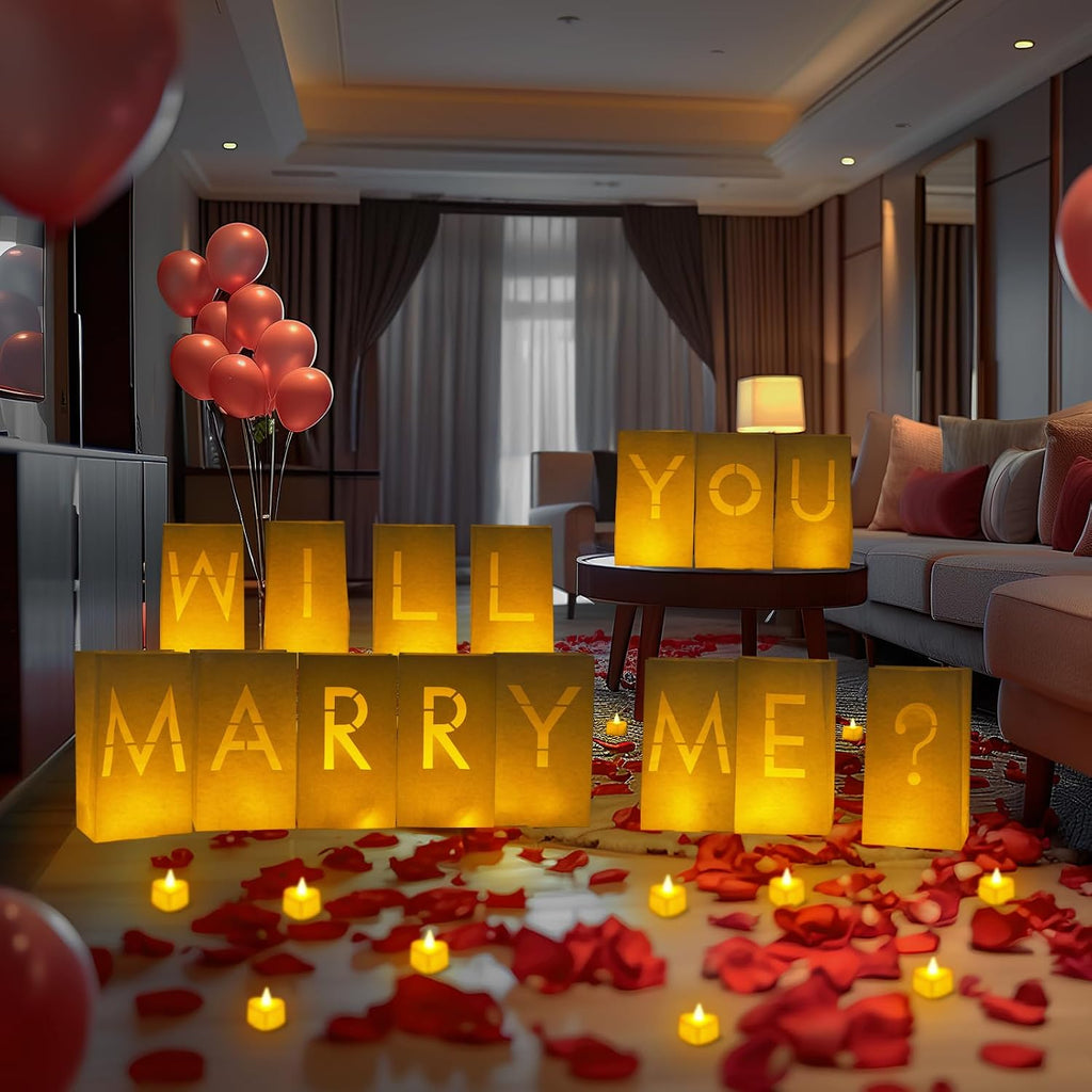 Will You Marry Me Light up Letters Luminary Bag with 24 Tea Lights