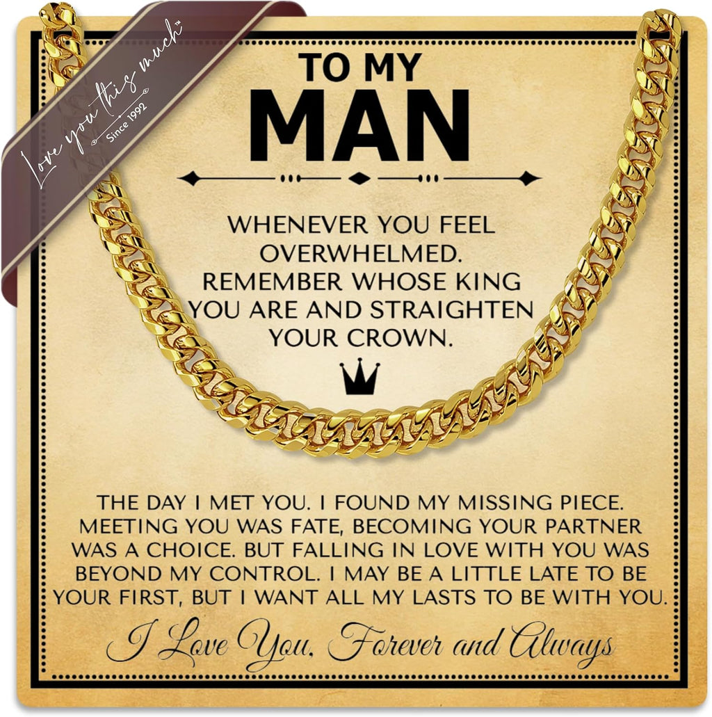 To My Man Steel Cuban Necklace - Meaningful & Romantic Gift