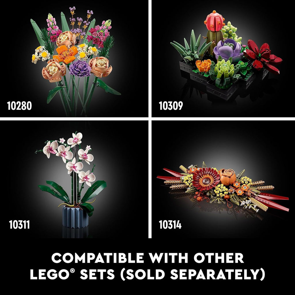 LEGO Botanicals Artificial Wildflower Bouquet - Fake Indoor Flowers Building Set for Home, Kitchen, Desk Decoration, Adults Ages 18+ - Gift for Birthdays - 10313