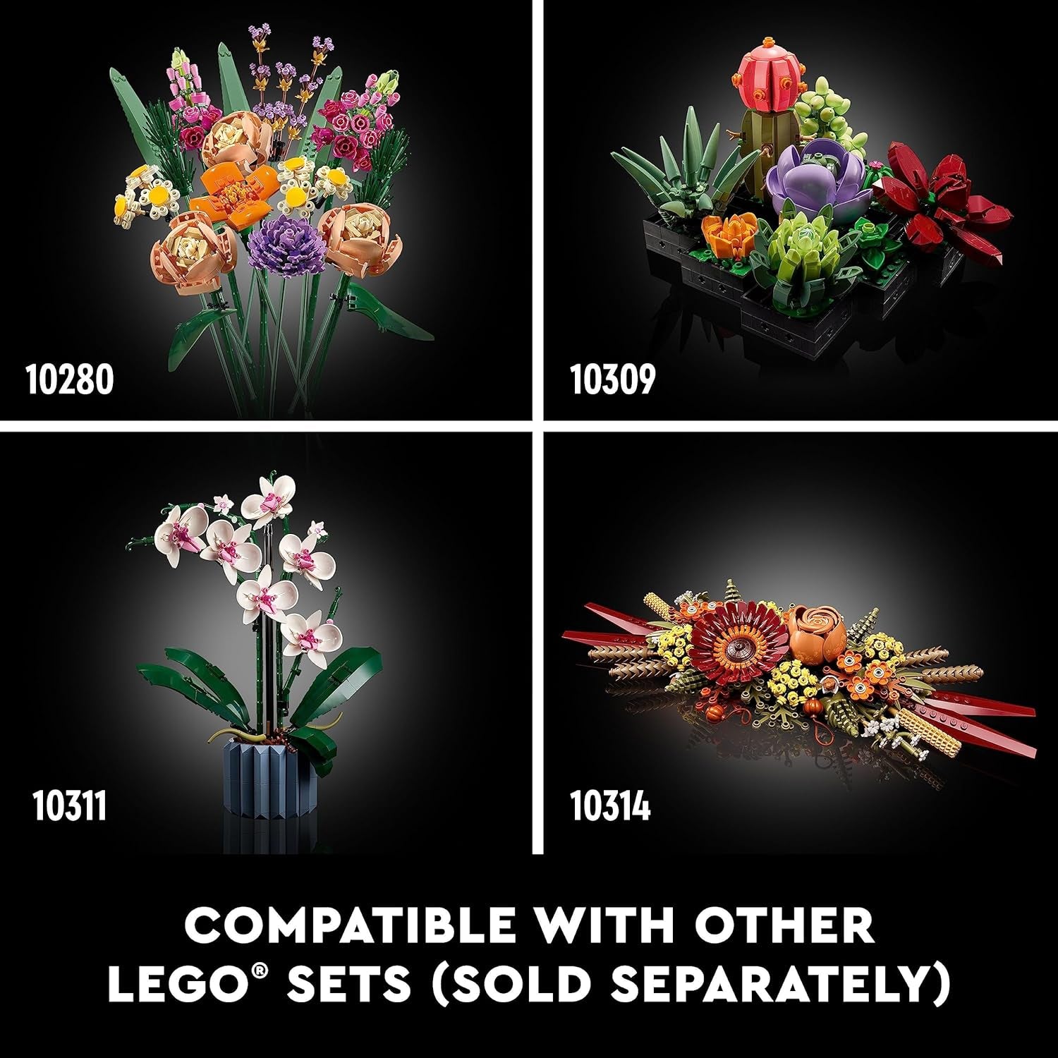 LEGO Botanicals Artificial Wildflower Bouquet - Fake Indoor Flowers Building Set for Home, Kitchen, Desk Decoration, Adults Ages 18+ - Gift for Birthdays - 10313