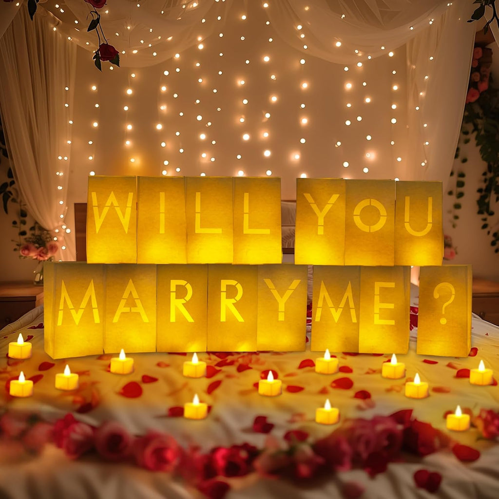 Will You Marry Me Light up Letters Luminary Bag with 24 Tea Lights