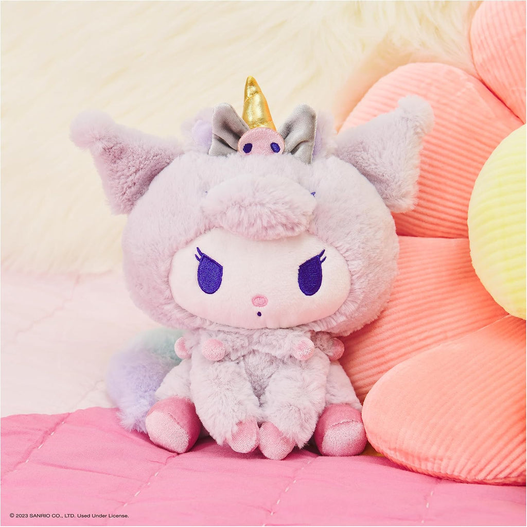 Sanrio Kuromi 6" Plush Toy with Purple Unicorn Outfit; Ages 1+