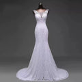 Customized New Women'S Elegant Beautiful Lace Flowers Mermaid Wedding Dress Sexy Sleeveless Applique Lace Mariage Bridal Dress