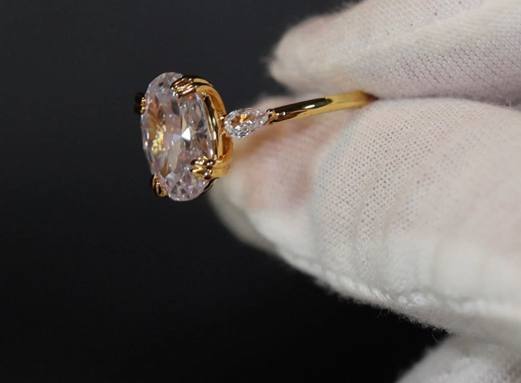 Womens Gold Ring | Womens Gold Oval Diamond Ring | Gold Oval Diamond Ring | Gold Ring with Diamonds | Gold Oval Engagement Ring