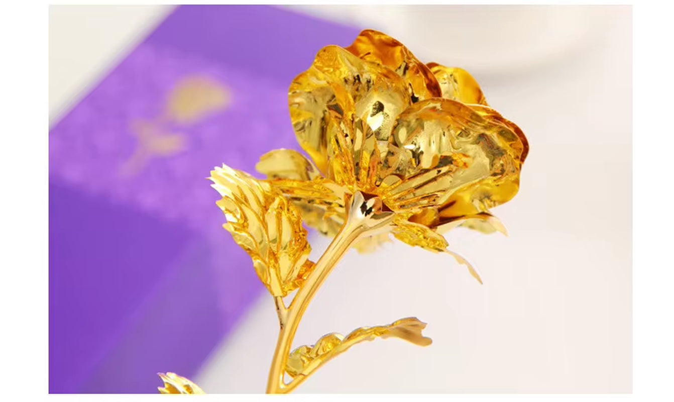 Best Gift for Girlfriend Golden Rose Wedding Decoration Golden Flower Valentine'S Day Gift Gold Rose Gold Flower with Box