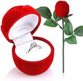 Red Rose Ring Box, Red Rose Shape Propose Earring Jewelry Box Romantic Proposal Ring Case for Girlfriends Lover Engagement Wedding Valentine'S Day